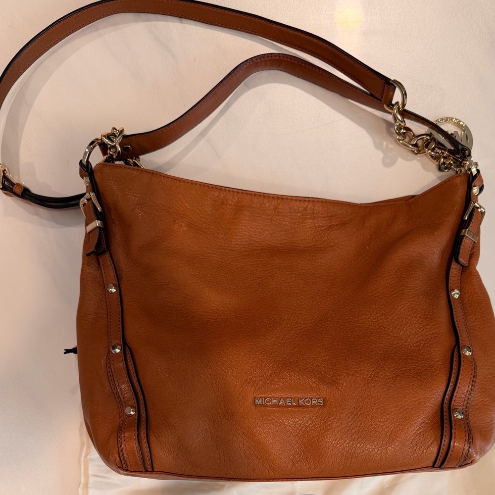 Michael Kors Leather Shoulder Bag – Cognac Brown | Gold Hardware - Picture 14 of 14